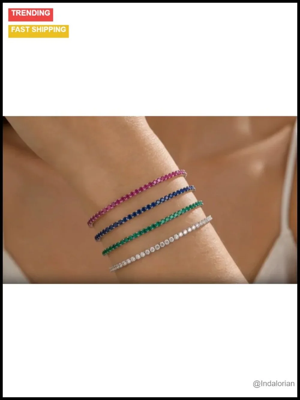 14K Gold Plated CZ Tennis Bracelet Dainty Stackable